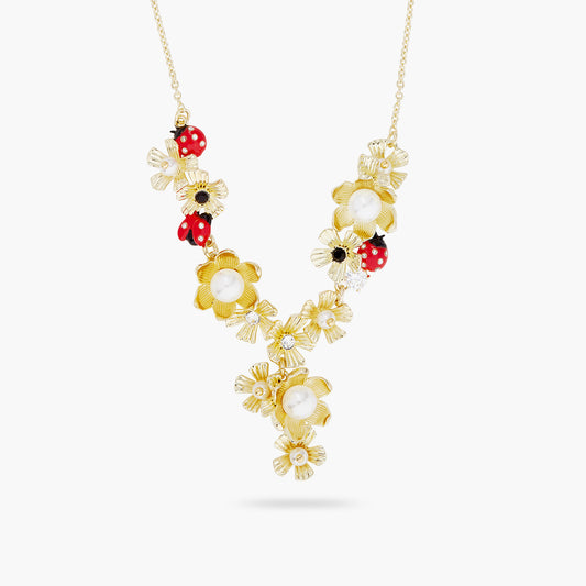 Ladybirds And Wood Anemone Statement Necklace | ARLP3011
