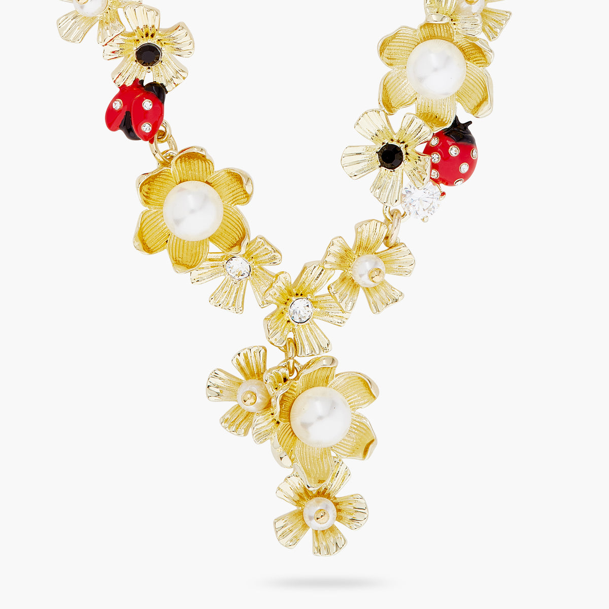 Ladybirds And Wood Anemone Statement Necklace | ARLP3011