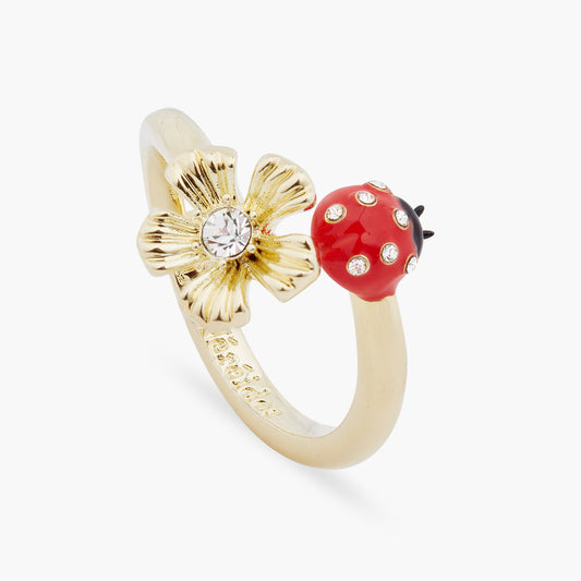 Ladybird And Wood Anemone Adjustable You And Me Ring | ARLP6011