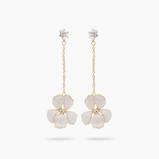 White Iris Pendant Earrings | ARNF1011