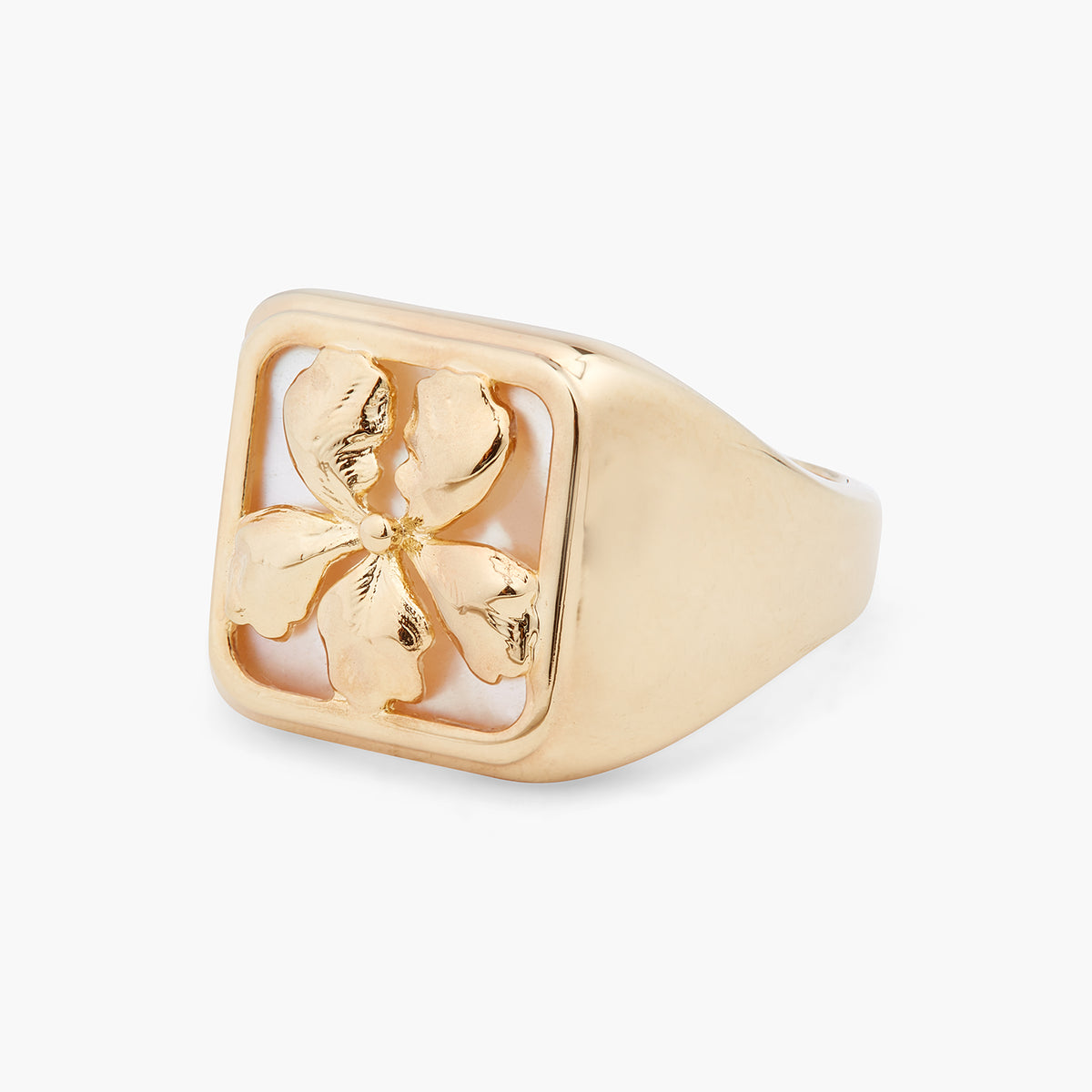 Gold Iris On Mother Of Pearl Plate Ring | ARNF6021