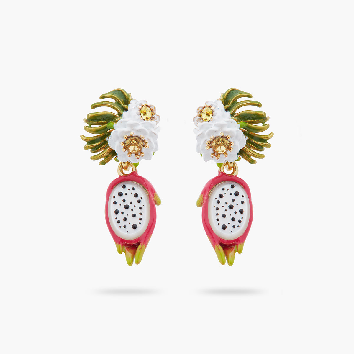 Dragonfruit And Pitaya Flower Dangling Earrings | ARPA1061