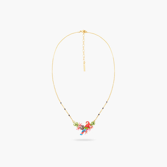 Parrot And Exotic Flower Statement Necklace