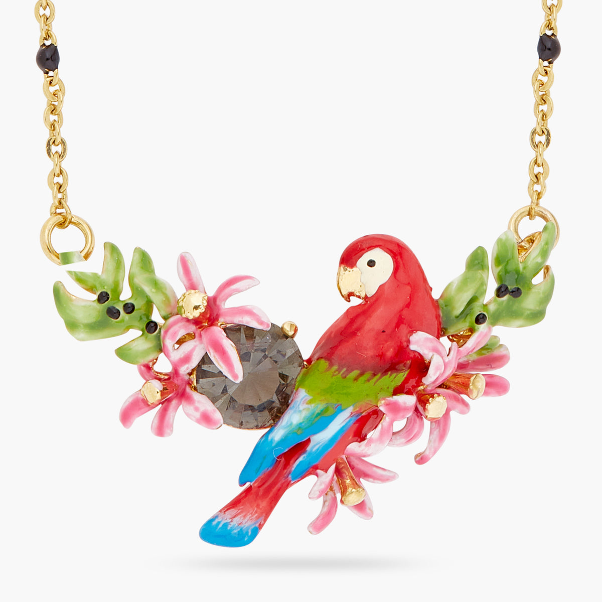 Parrot And Exotic Flower Statement Necklace | ARPA3011
