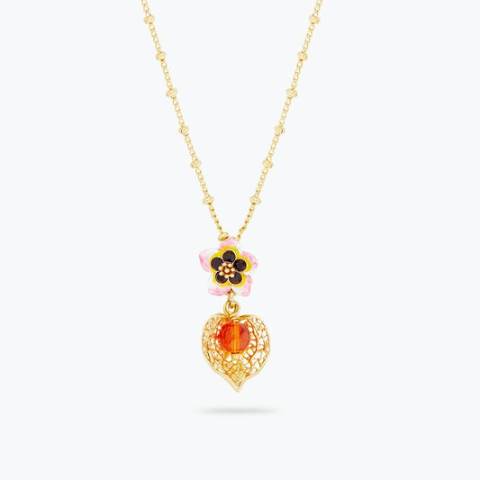 Tiaré Flower And Physalis Pendant Necklace