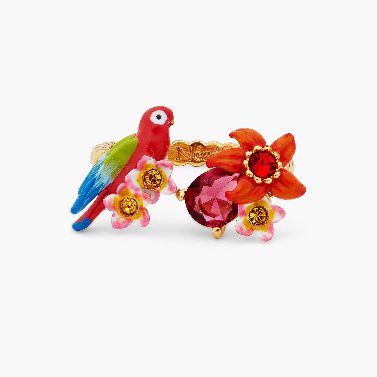 Parrot And Flower You And Me Adjustable Ring | ARPA6011