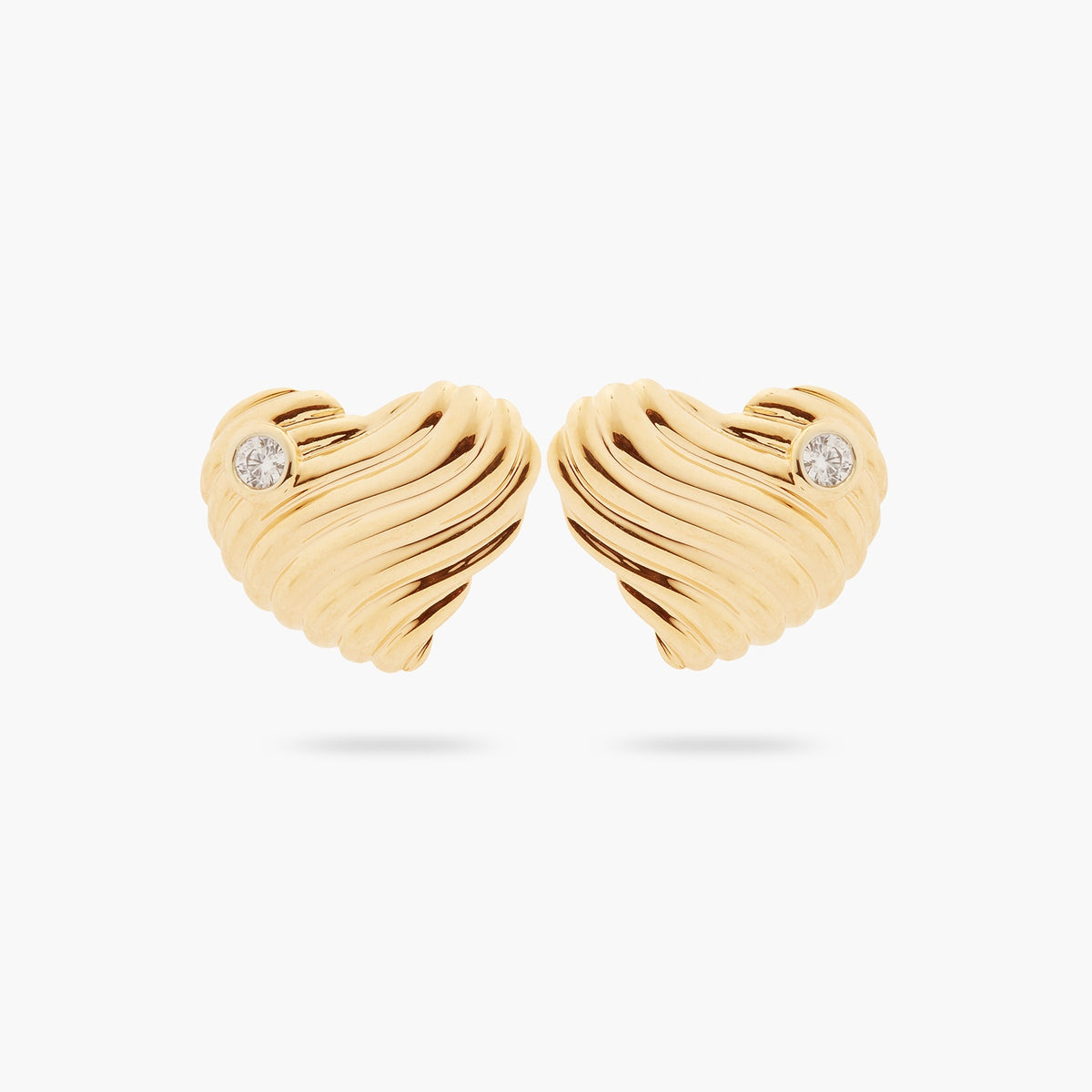 Ripple Effect Heart And Cubic Zirconia Earrings | asam1051