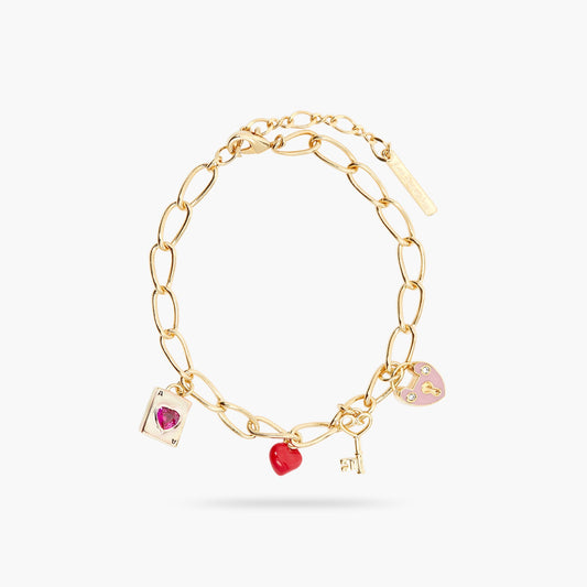 Rectangle Chain And Love Charm Bracelet | asam2031