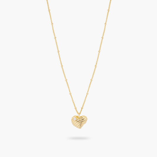 Ripple Heart Cz Pendant Necklace