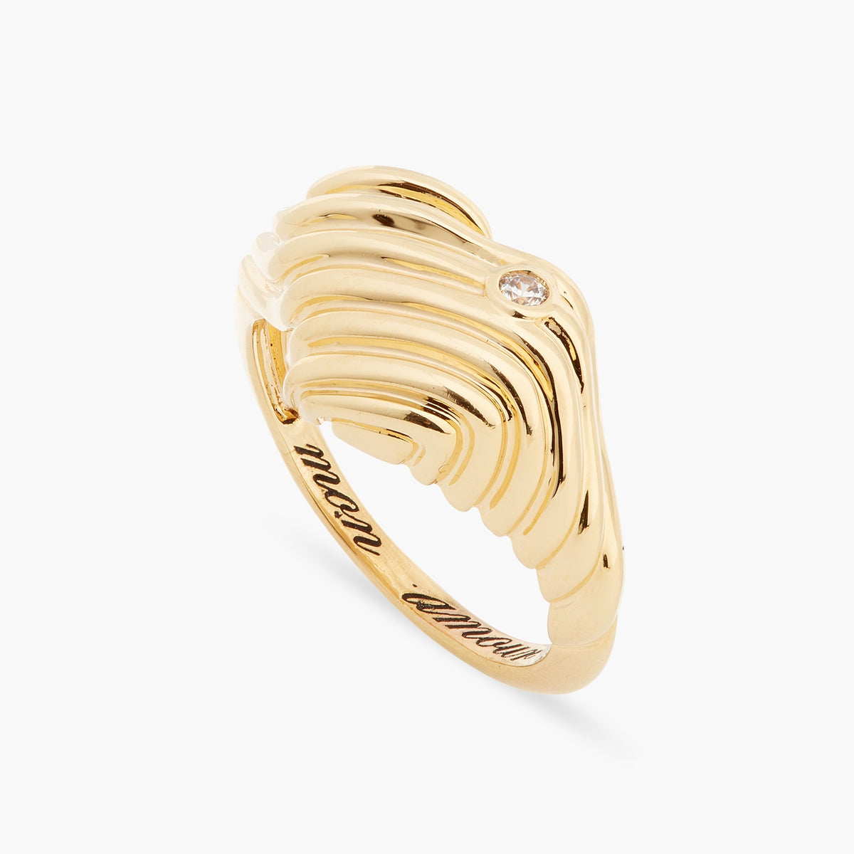 Ripple Heart Cz Signet Ring | asam6041