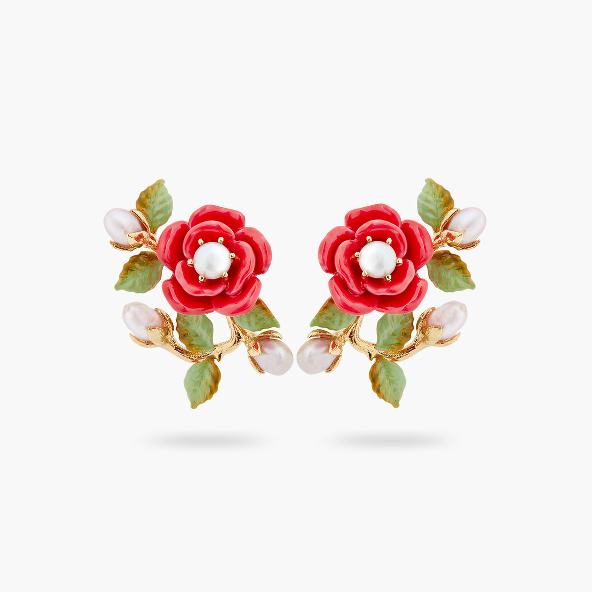Rose Branch And Cultured Pearl Earrings | ASAR1081