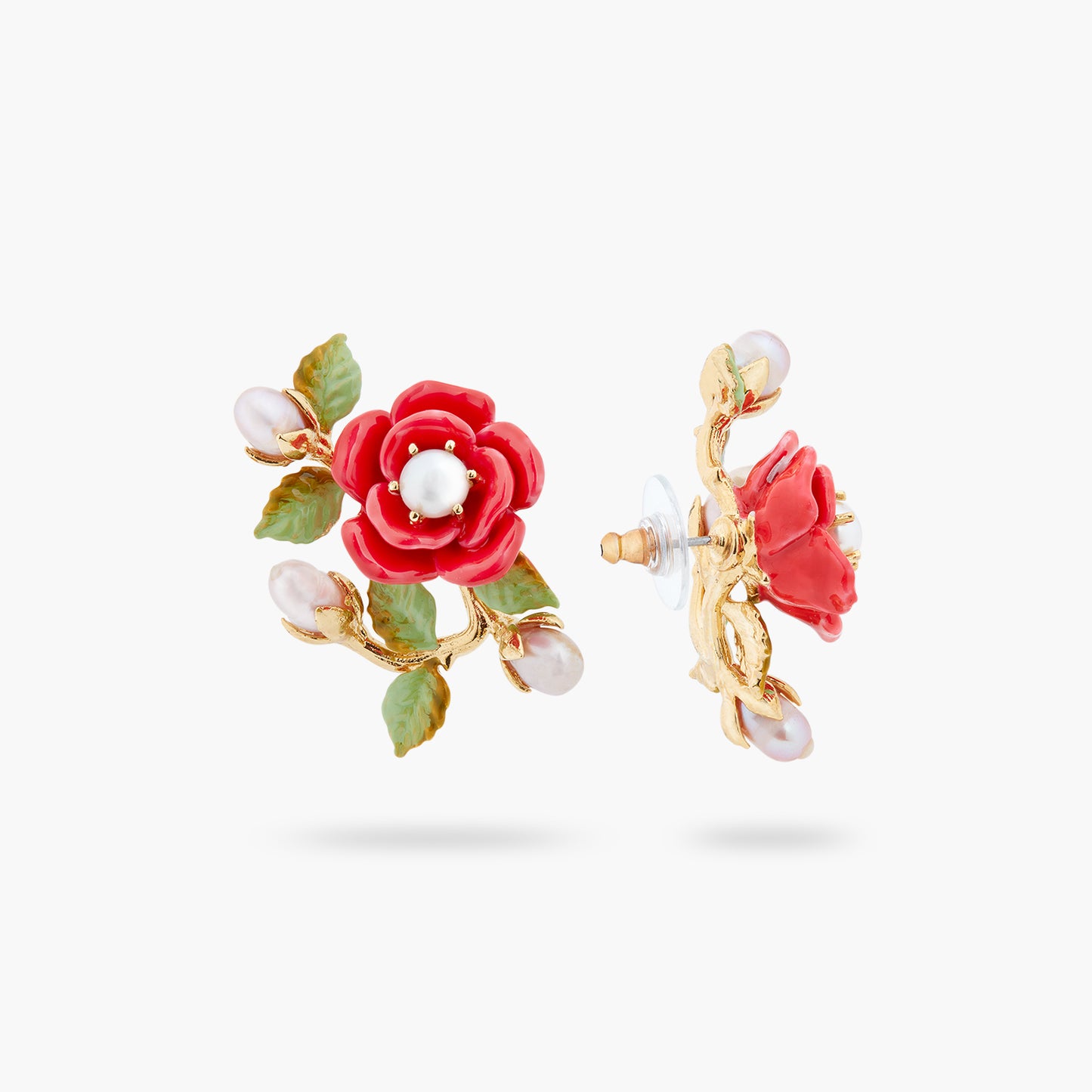 Rose branch and cultured pearl earrings | ASAR1081