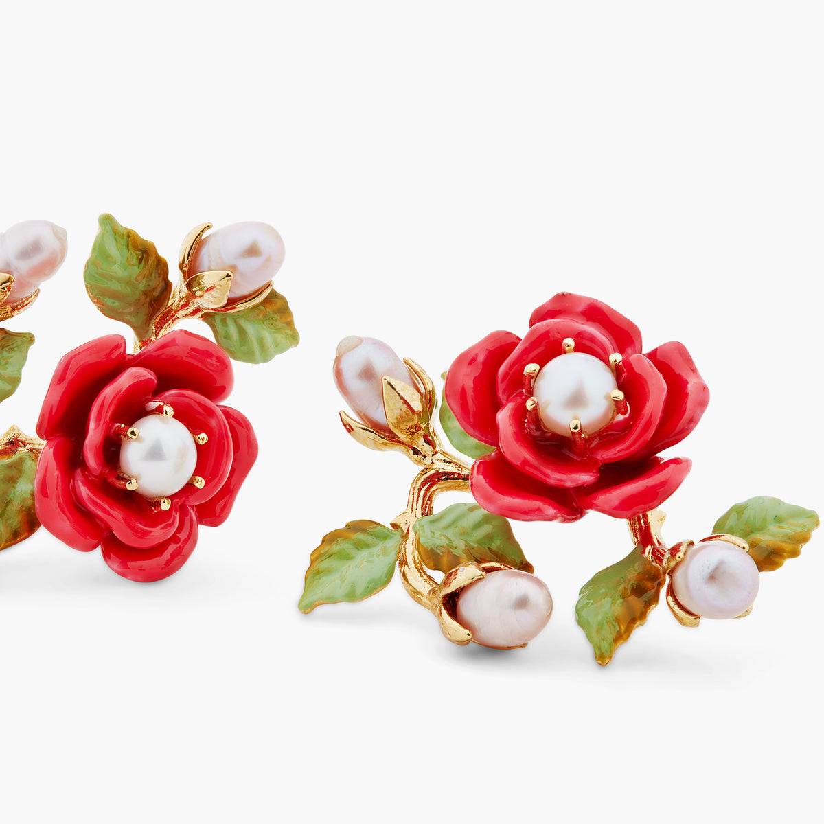 Rose Branch And Cultured Pearl Earrings | ASAR1081