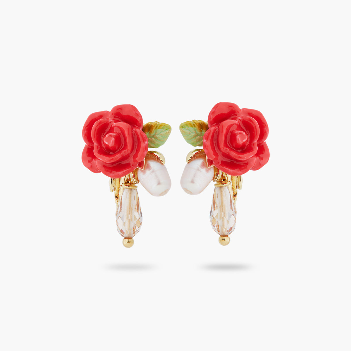 Rose, Cultured Pearl And Crystal Drop Earrings | ASAR1091