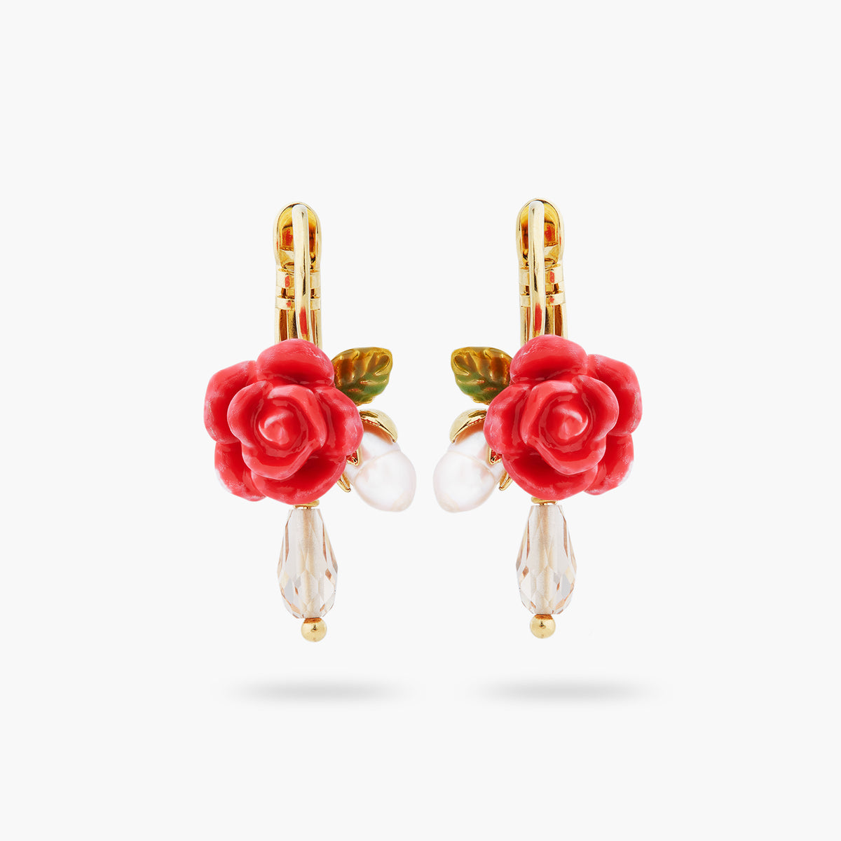 Rose, Cultured Pearl And Crystal Drop Earrings | ASAR1091