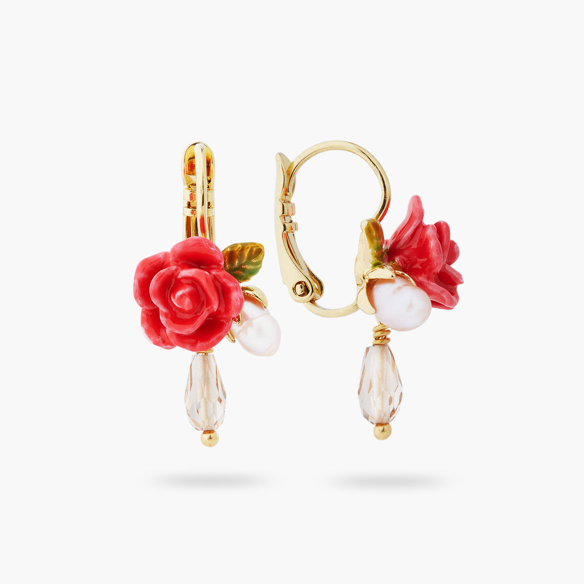 Rose, Cultured Pearl And Crystal Drop Earrings | ASAR1091