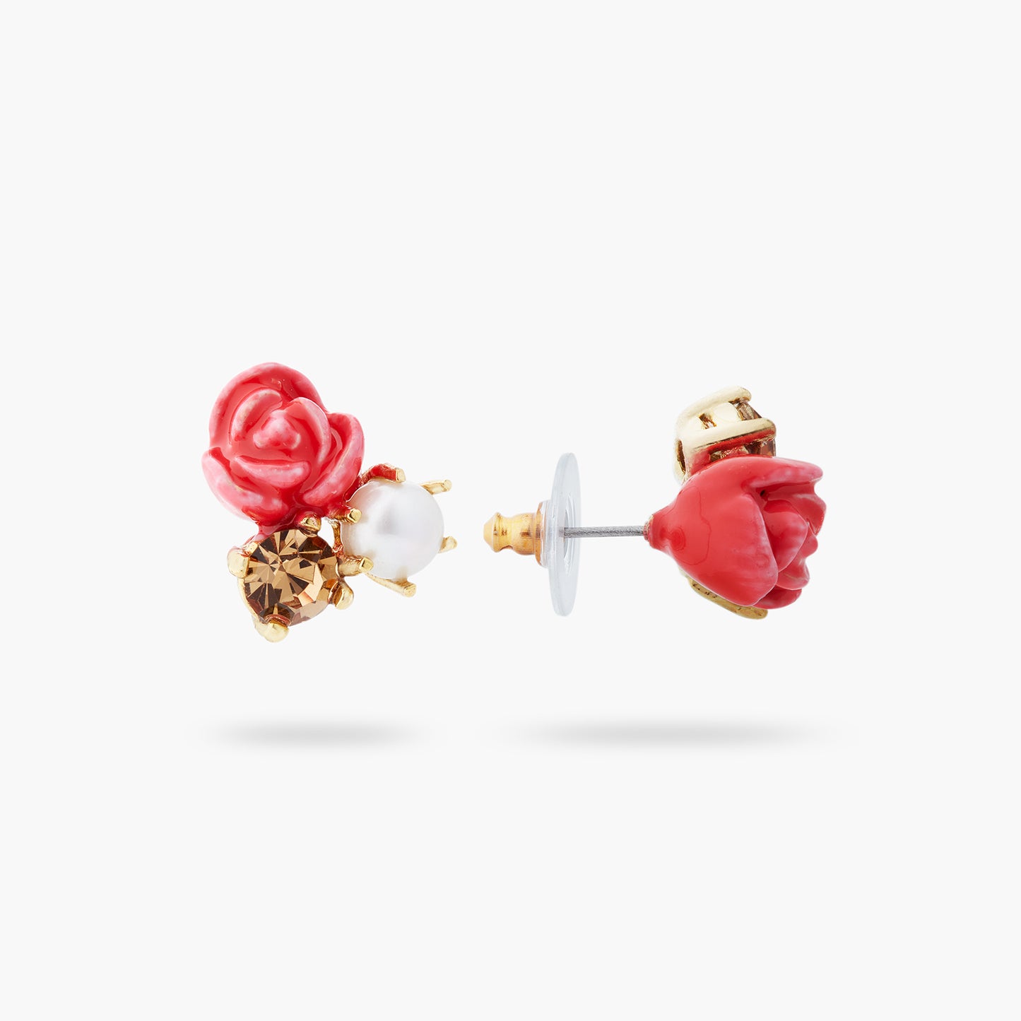 Rose, cultured pearl and crystal drop earrings | ASAR1101