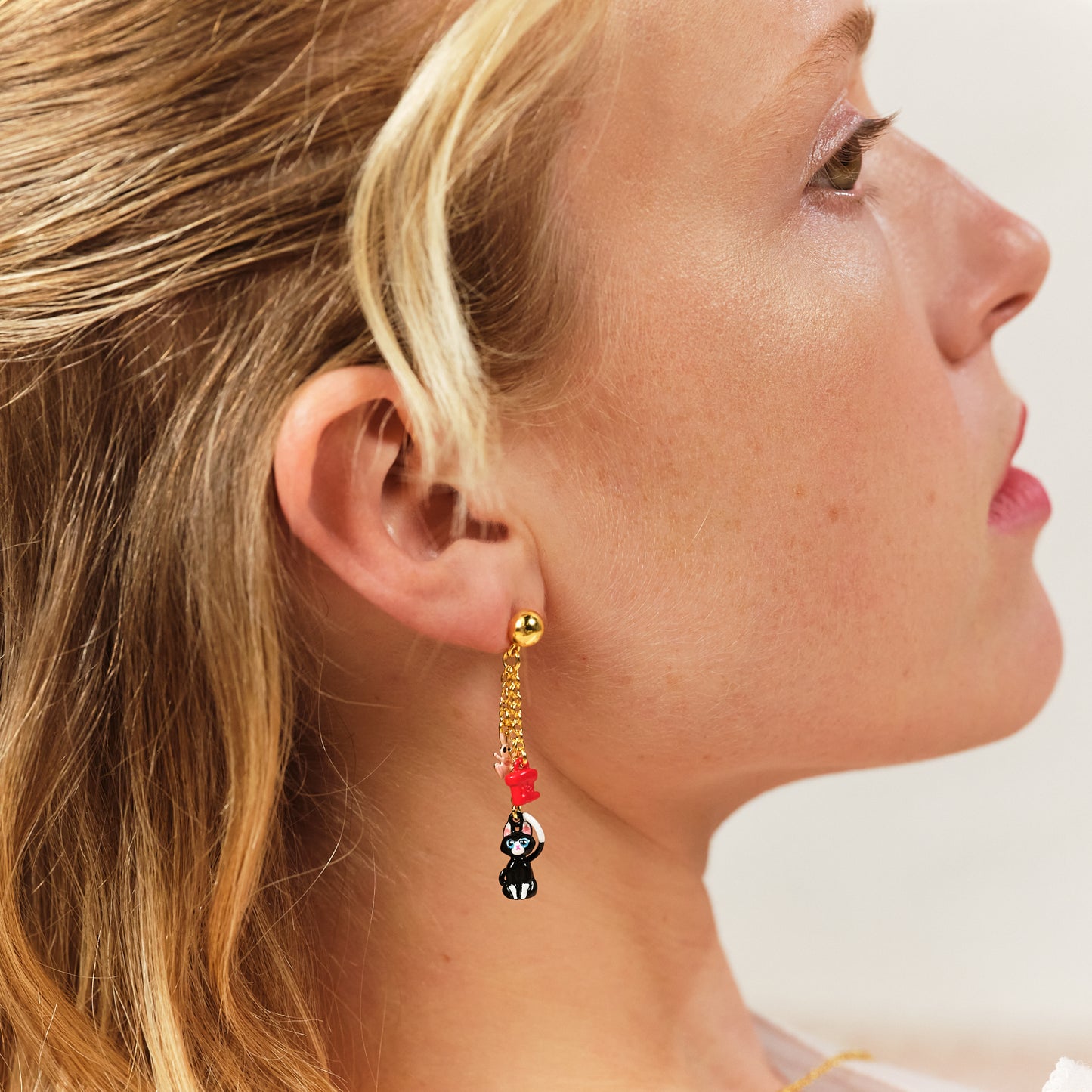 Charming Cat And Red Boots Dangling Earrings | ASCC1021