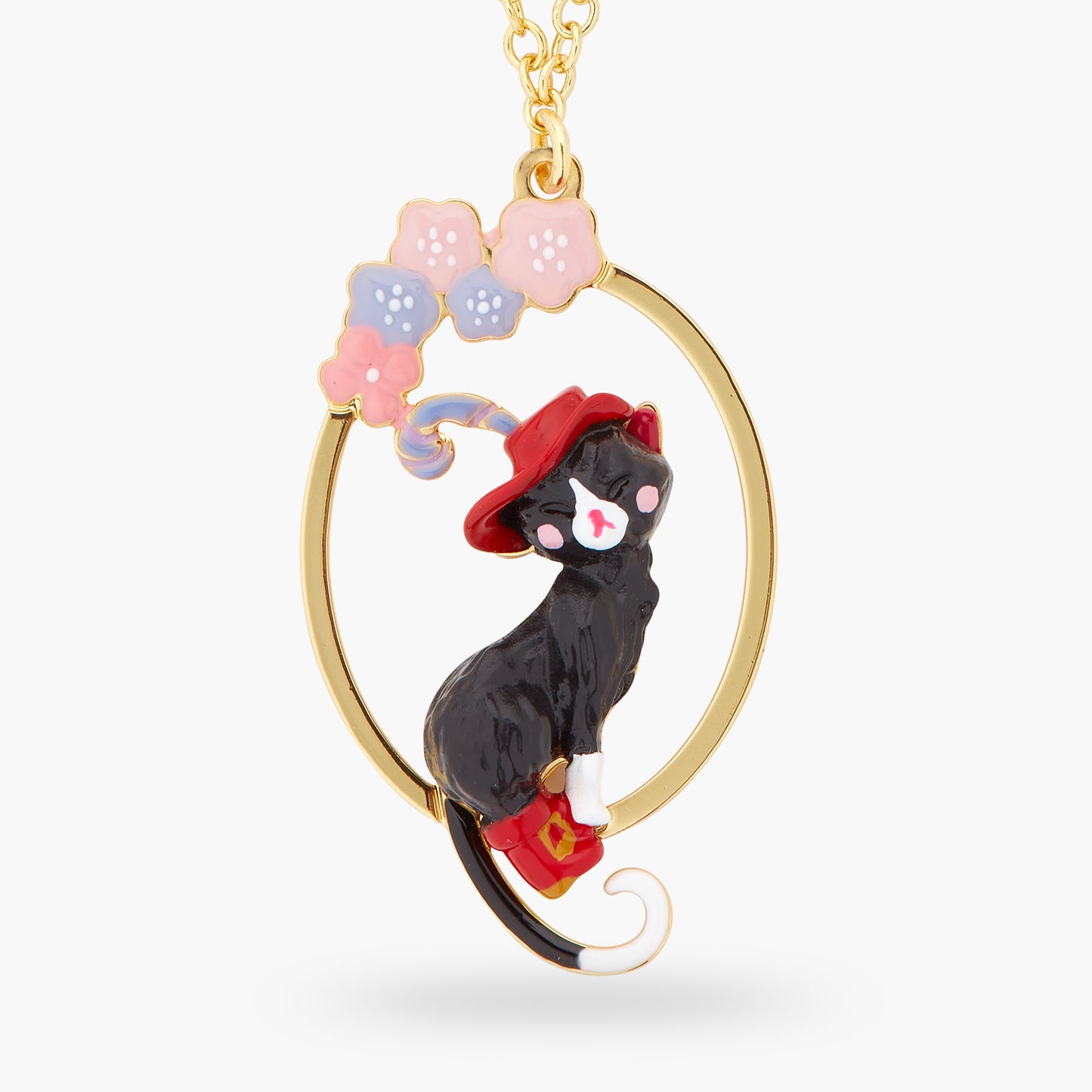 Charming Cat And Flower Pendant Necklace | ASCC3031