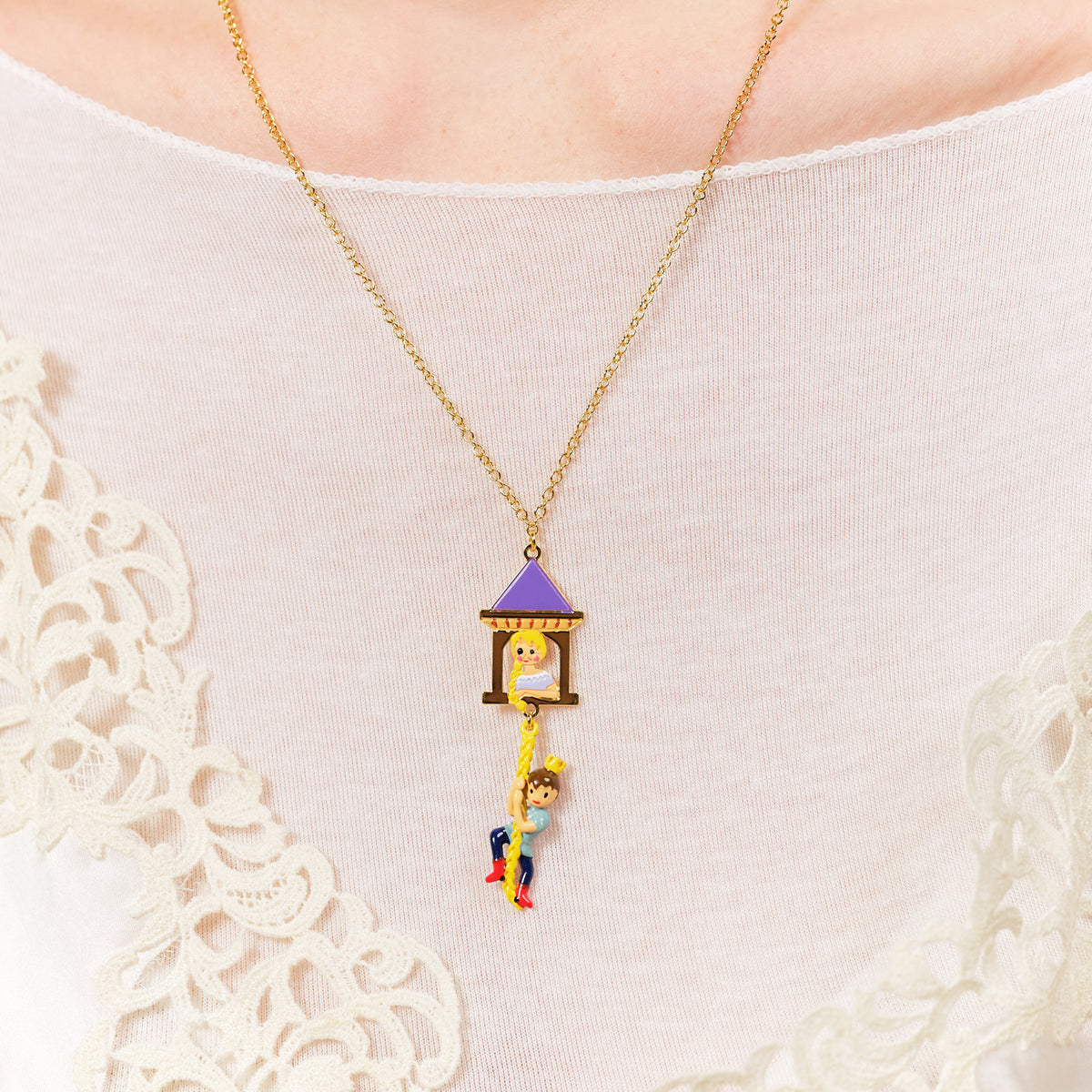 Enchanted Hair Princess And Prince Pendant Necklace | ASCE3011
