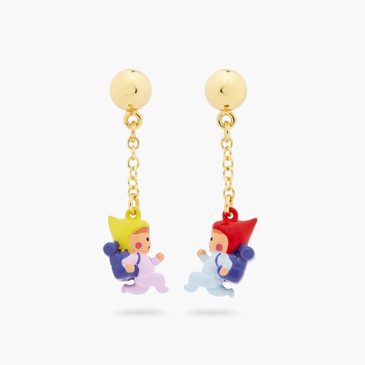Hiking Young Garden Gnome Earrings