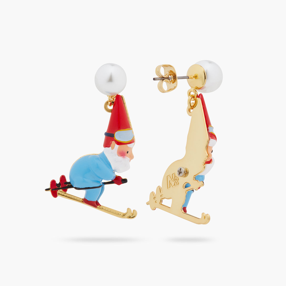 Skiing Garden Gnome Dad Earrings | ascp1101