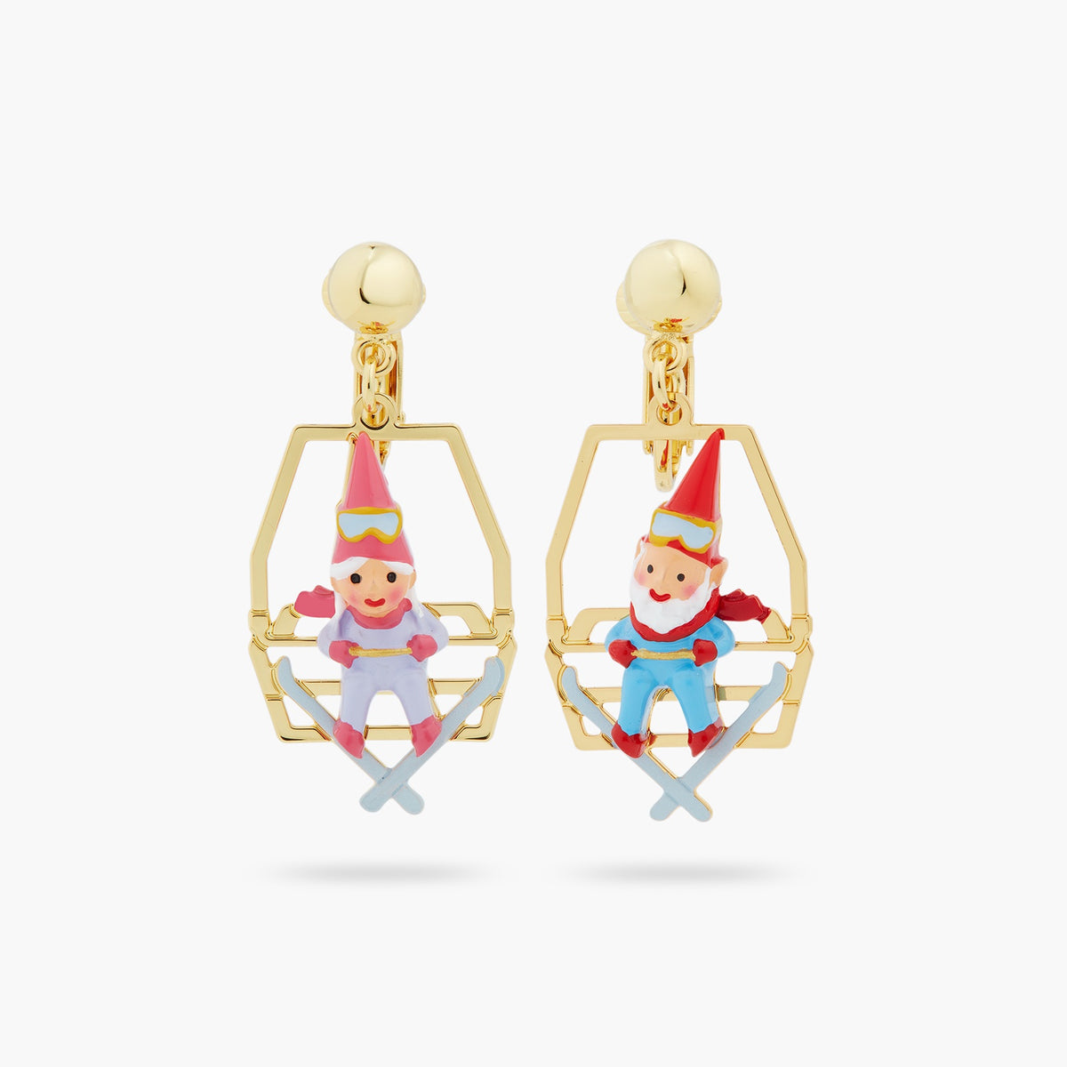 Garden Gnomes Sitting On Chairlift Earrings | ascp1111