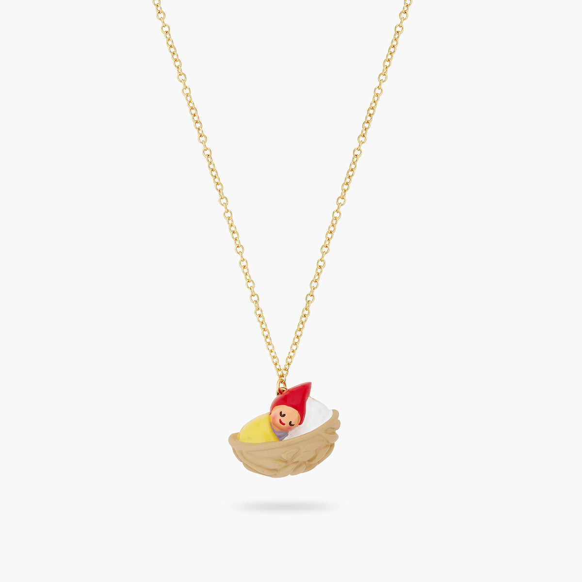 Walnut Shell And Young Gnome Pendant Necklace | ascp3021