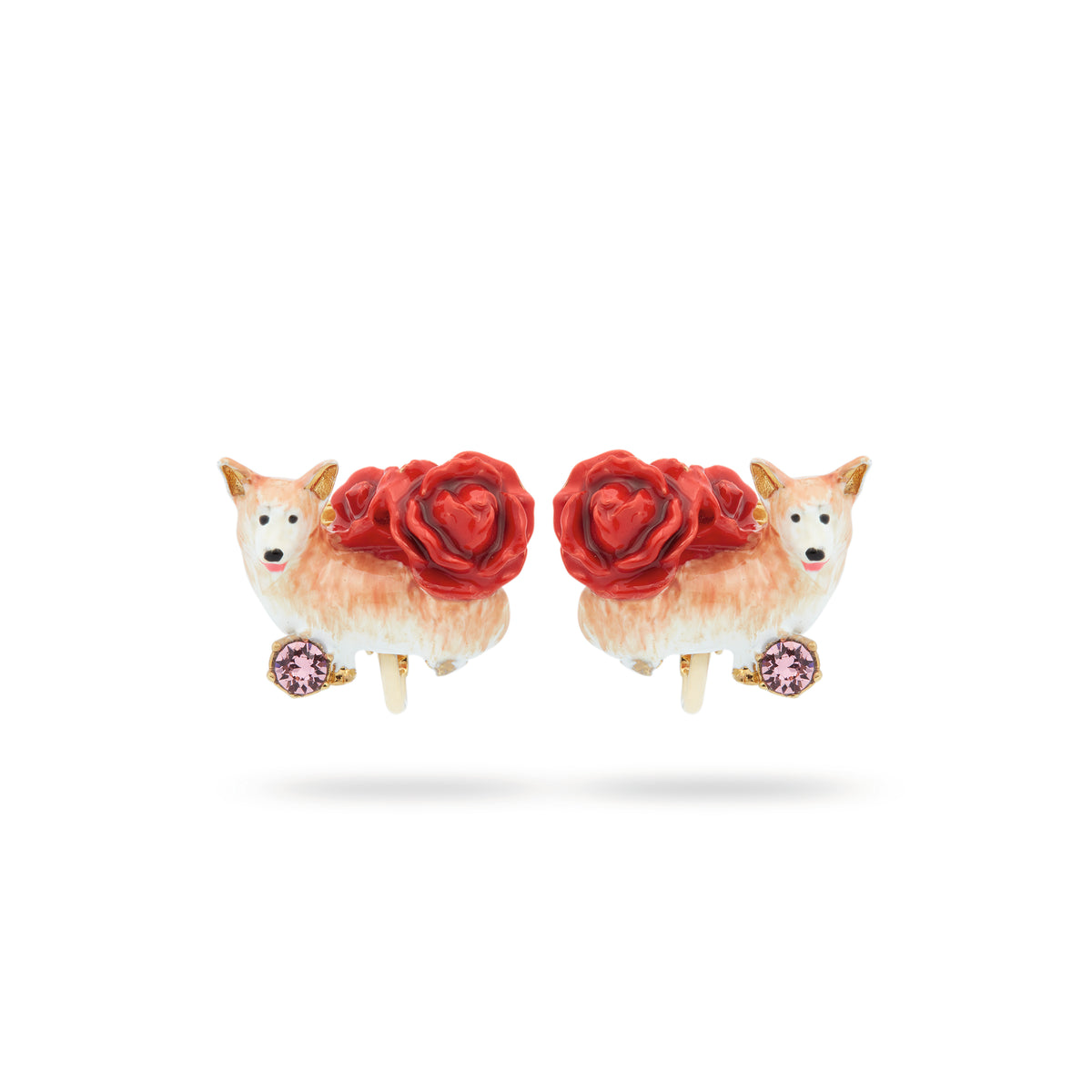 Corgi And Red Roses Earrings | ASLA1011