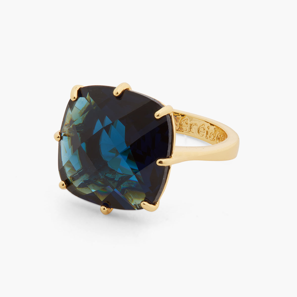 Ocean Blue Diamantine Square Solitaire Ring | ASLD6021