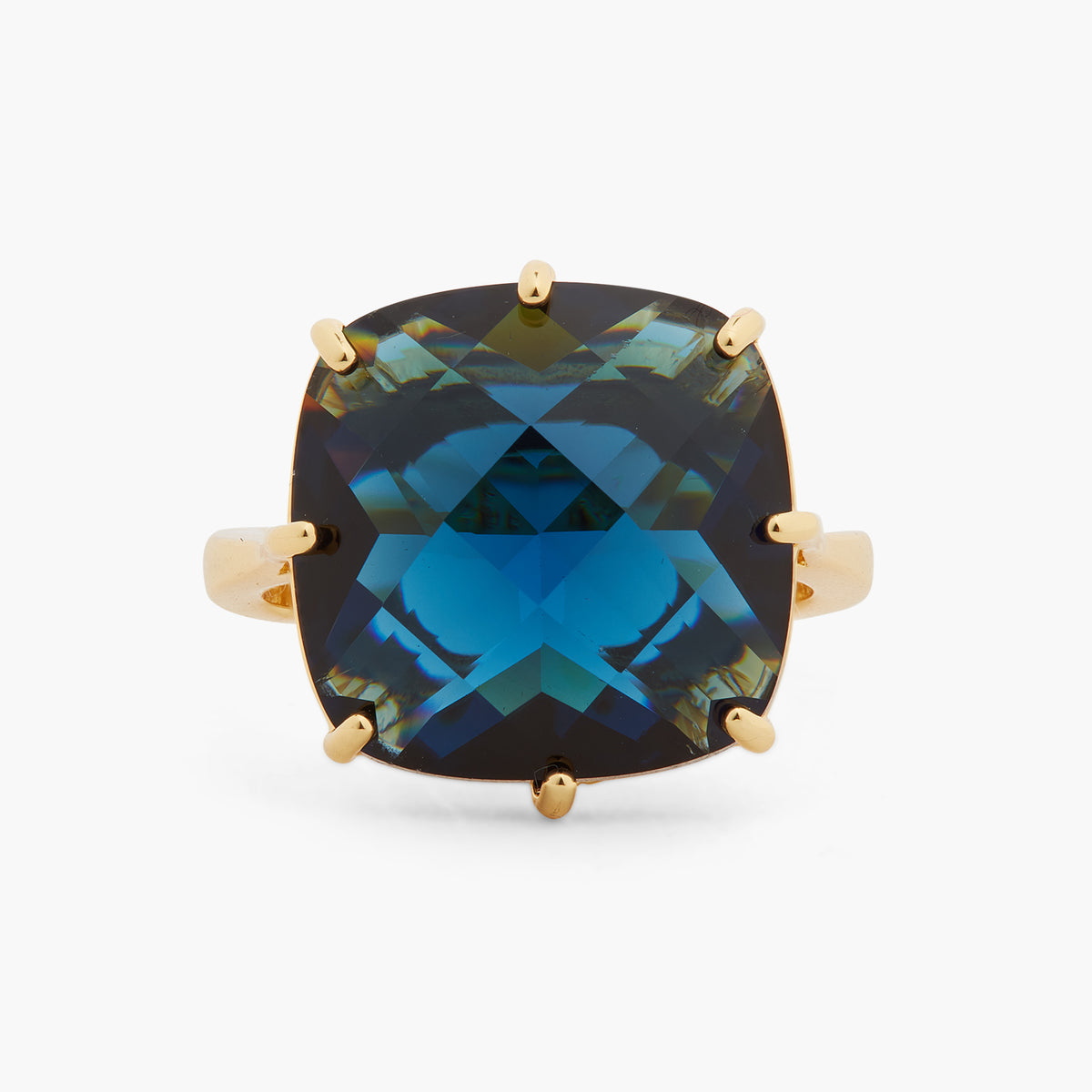 Ocean Blue Diamantine Square Solitaire Ring | ASLD6021