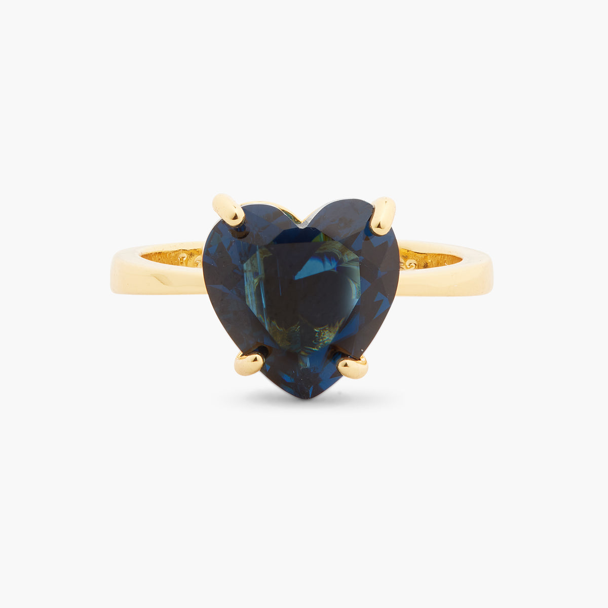 Ocean Blue Diamantine Heart-Shaped Solitaire Ring | ASLD6171