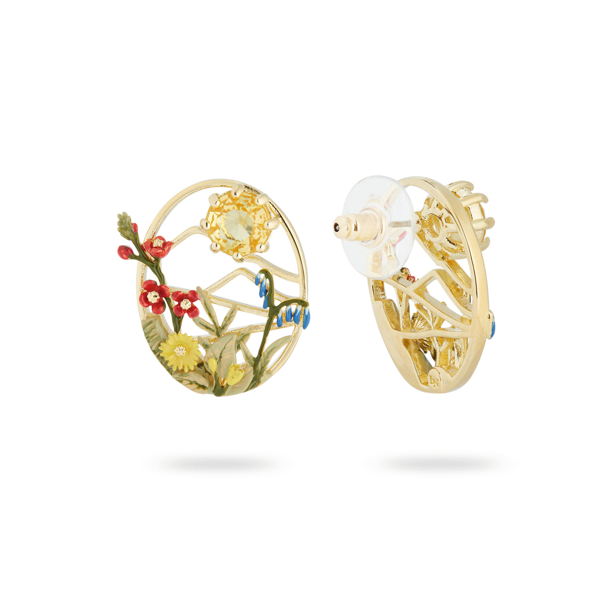 Mount Fuji And Round Stone Earrings | ASLE1111