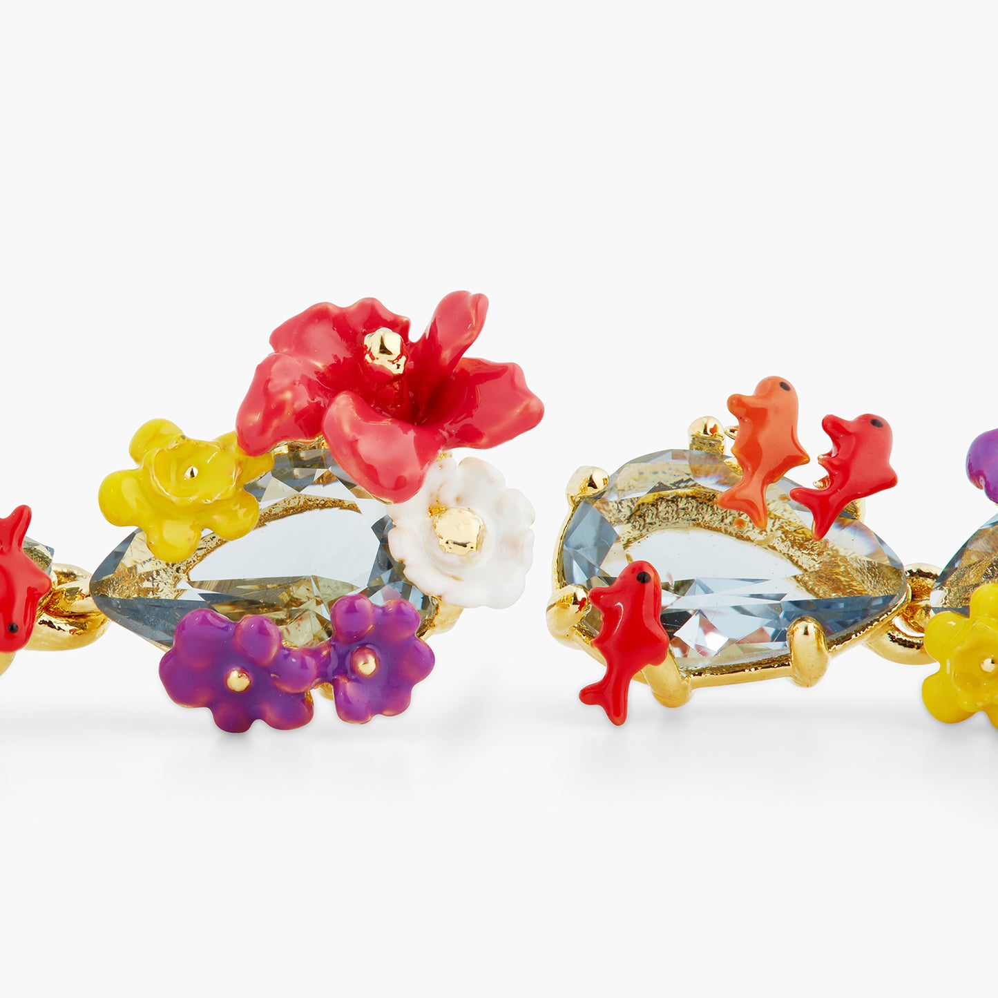 Double stone, flowers and koi fish earrings | ASOS1071