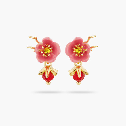 Plum Blossom And Faceted Crystal Earrings | aspl1021