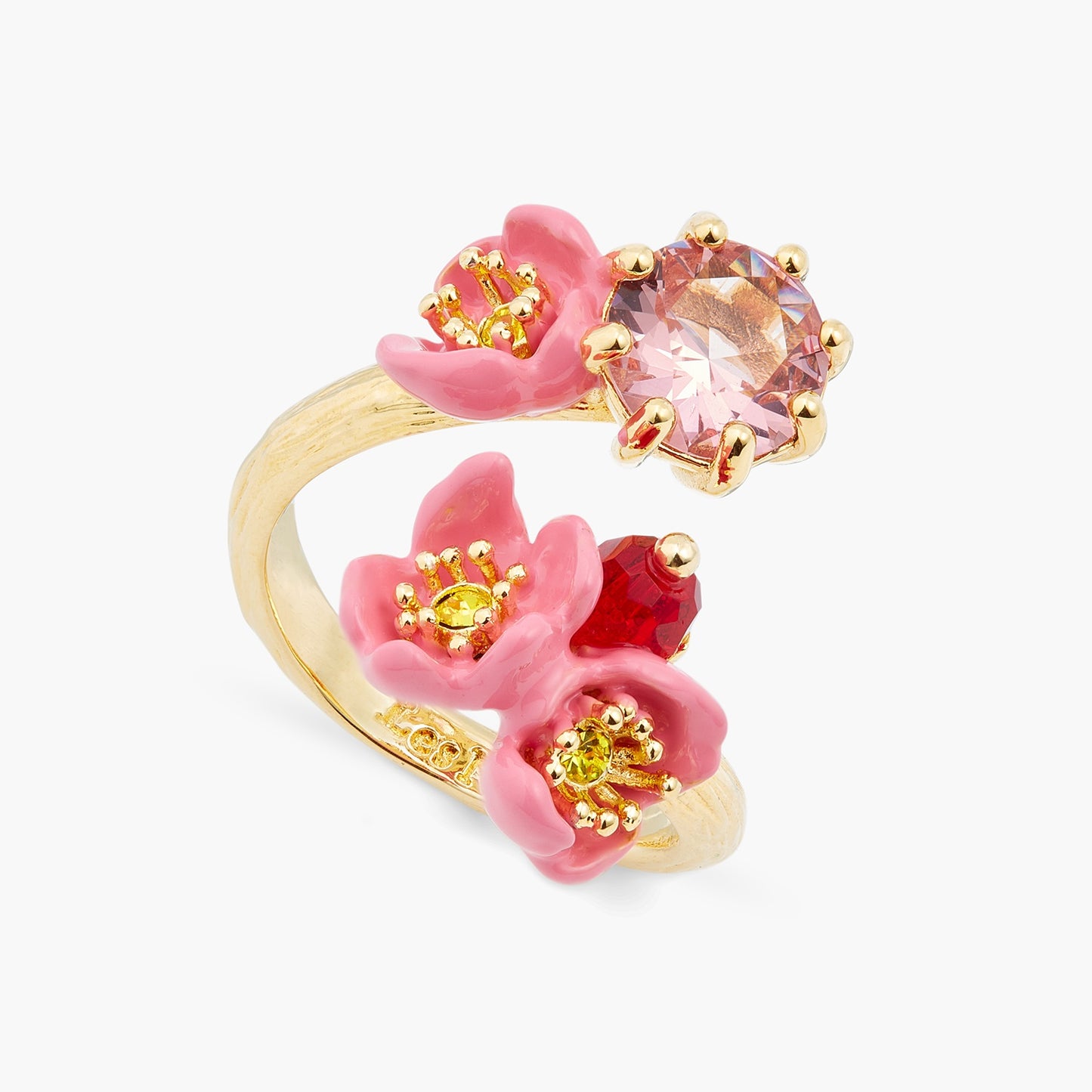 Plum Blossom And Round Stone Adjustable Ring | aspl6011