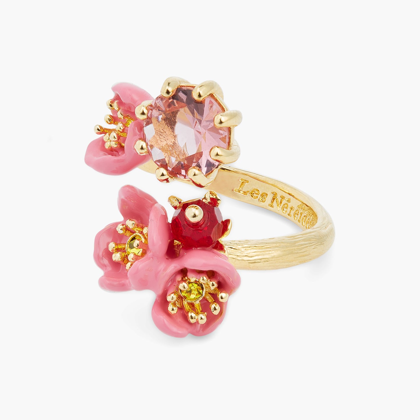 Plum Blossom And Round Stone Adjustable Ring | aspl6011