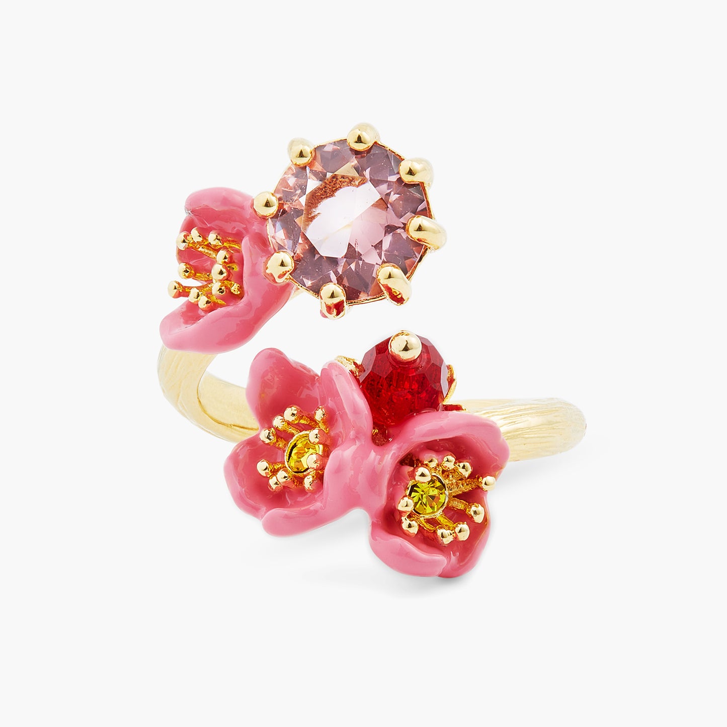 Plum Blossom And Round Stone Adjustable Ring | aspl6011