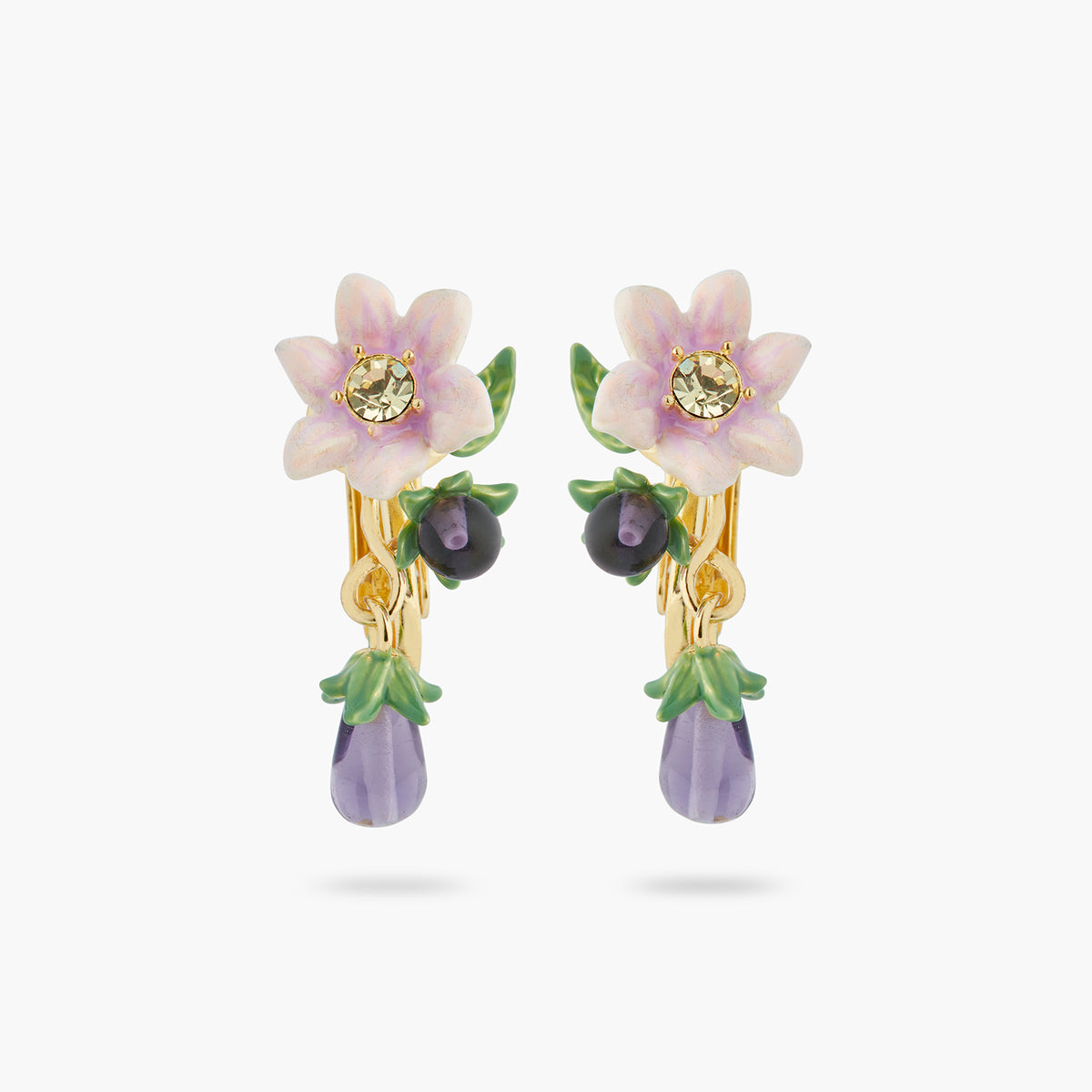 Aubergine And Flower Dangling Earrings | ASPO1031
