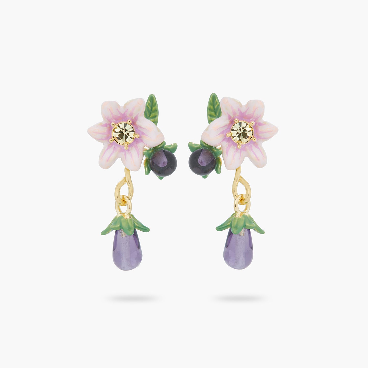 Aubergine And Flower Dangling Earrings | ASPO1031