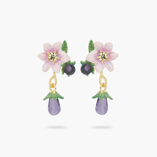 Aubergine And Flower Dangling Earrings | ASPO1031