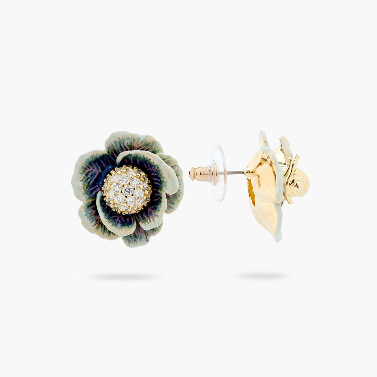 Cabbage Studded With White Crystal Earrings | ASPO1061