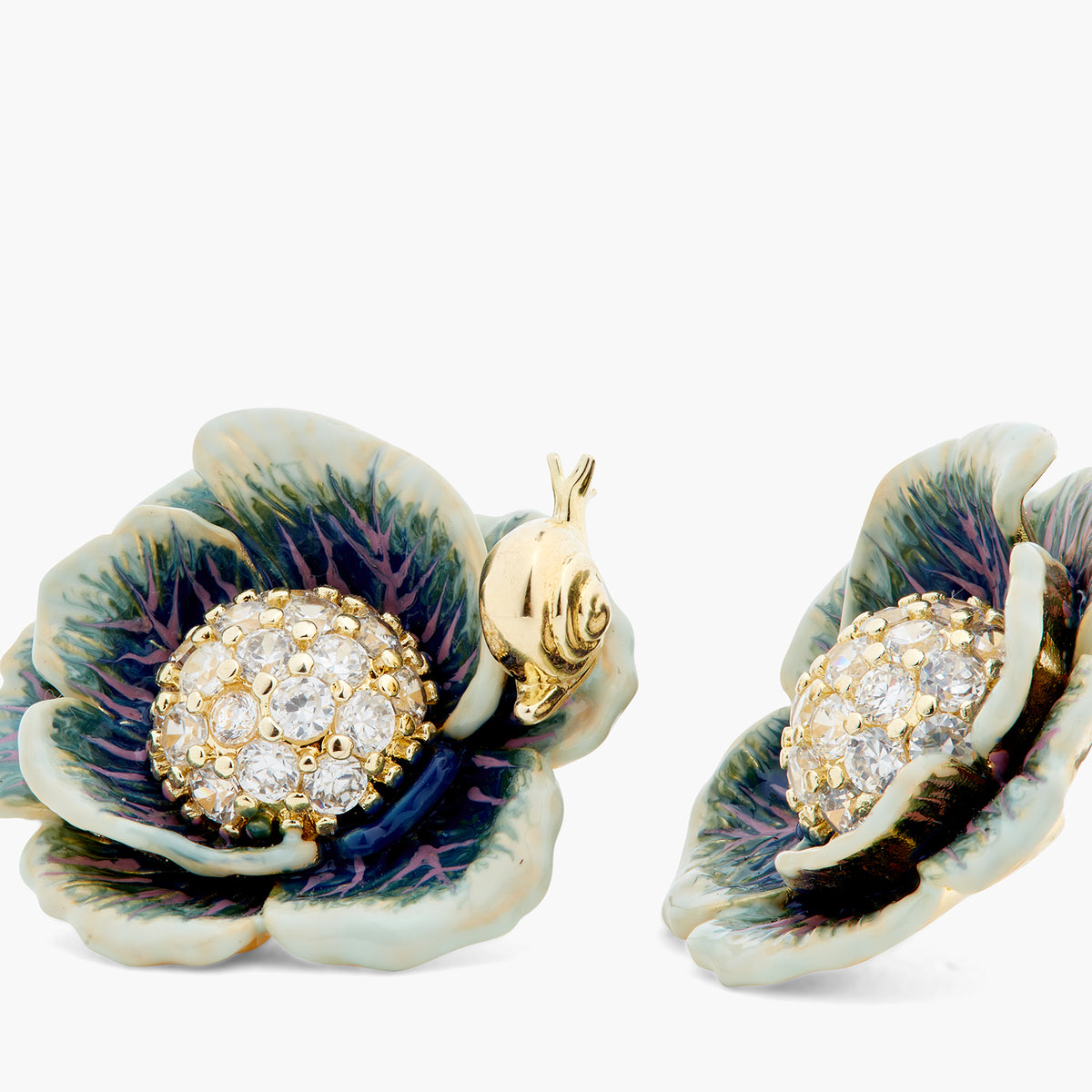 Cabbage Studded With White Crystal Earrings | ASPO1061