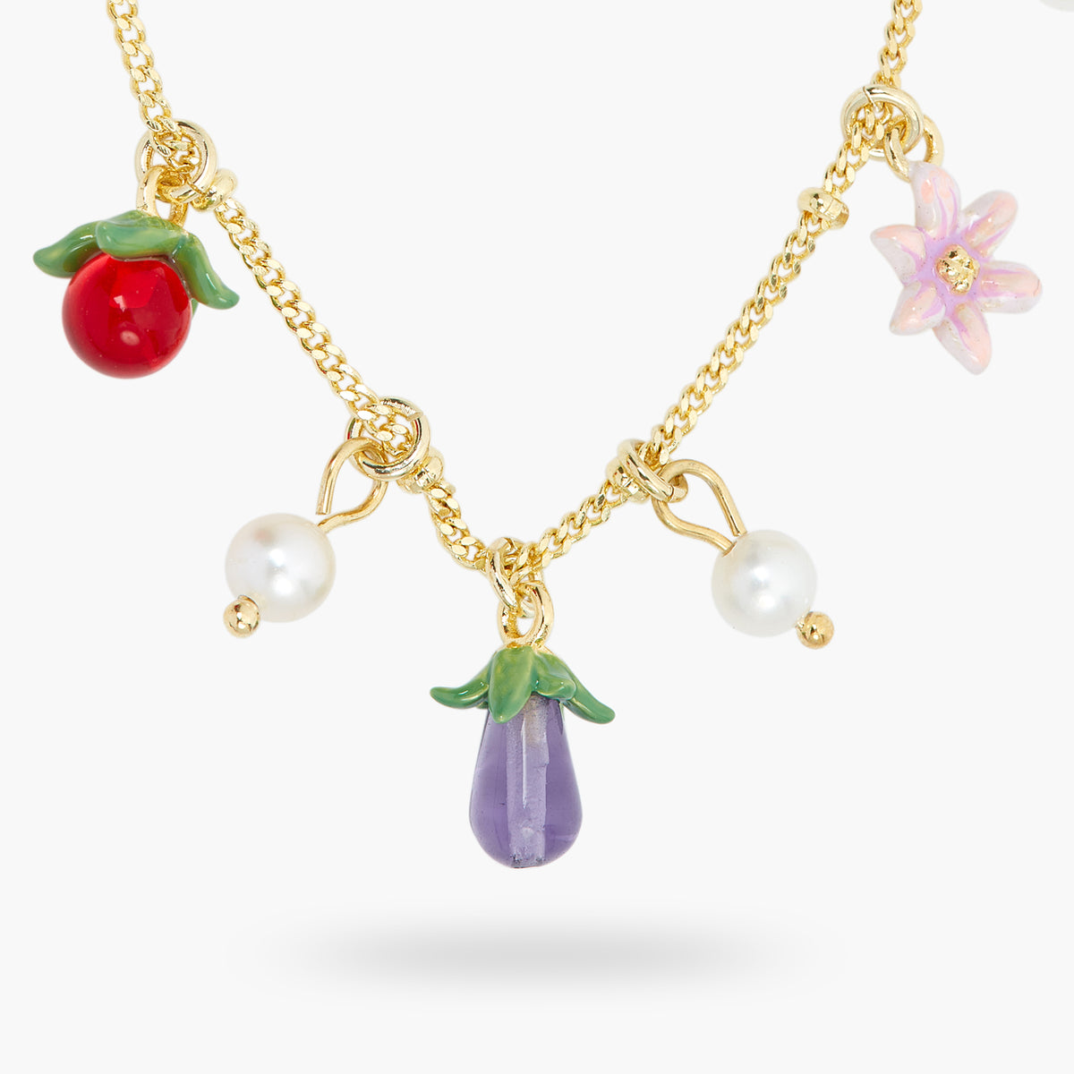 Wonderful Vegetable Garden And Mother-Of-Pearl Charm Necklace | ASPO3021