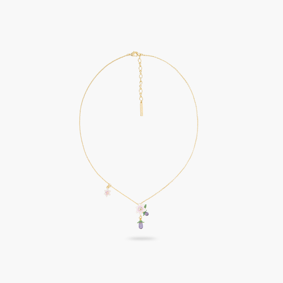 Aubergine And Flower Pendant Necklace | ASPO3041