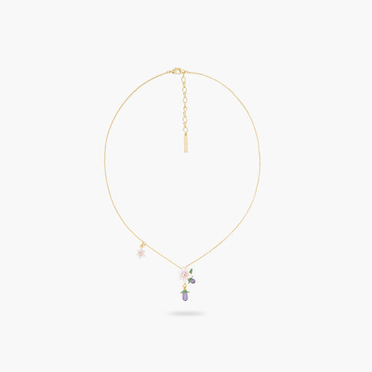 Aubergine And Flower Pendant Necklace | ASPO3041