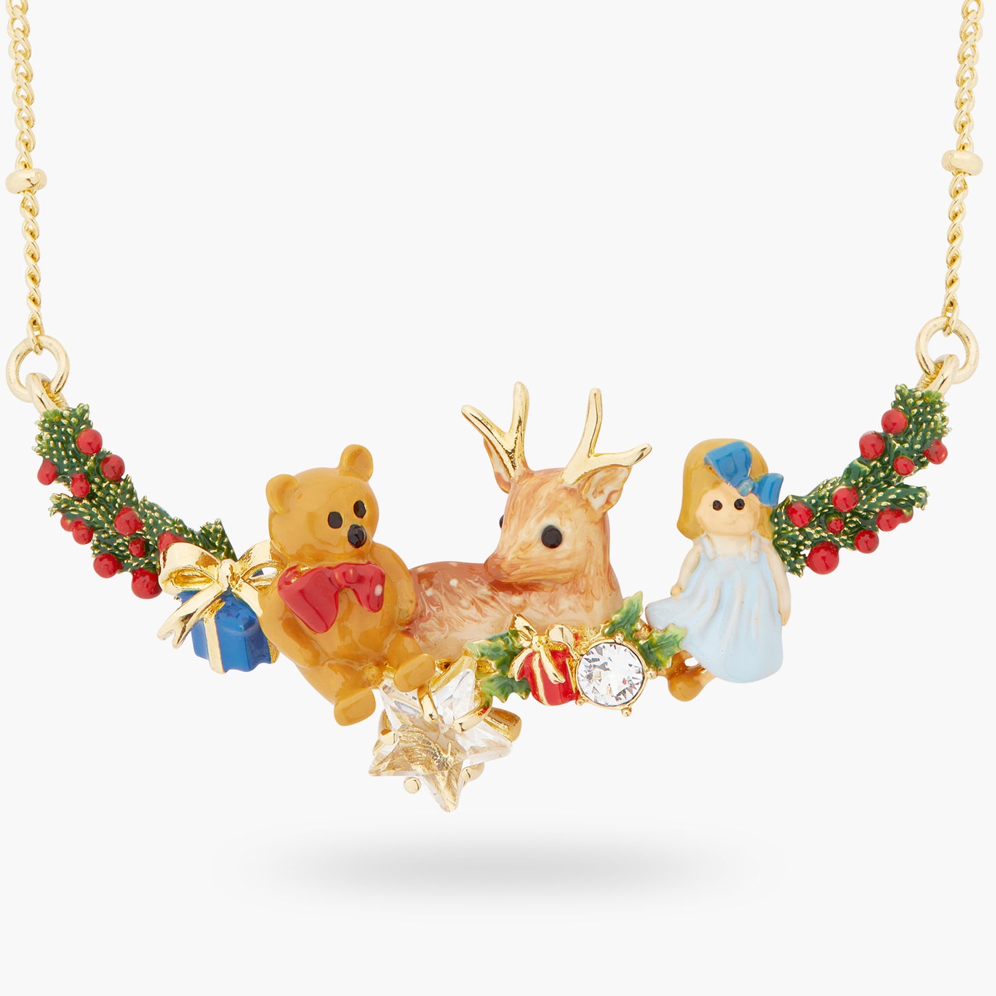 Fawn And Christmas Gift Statement Necklace | ASPS3011