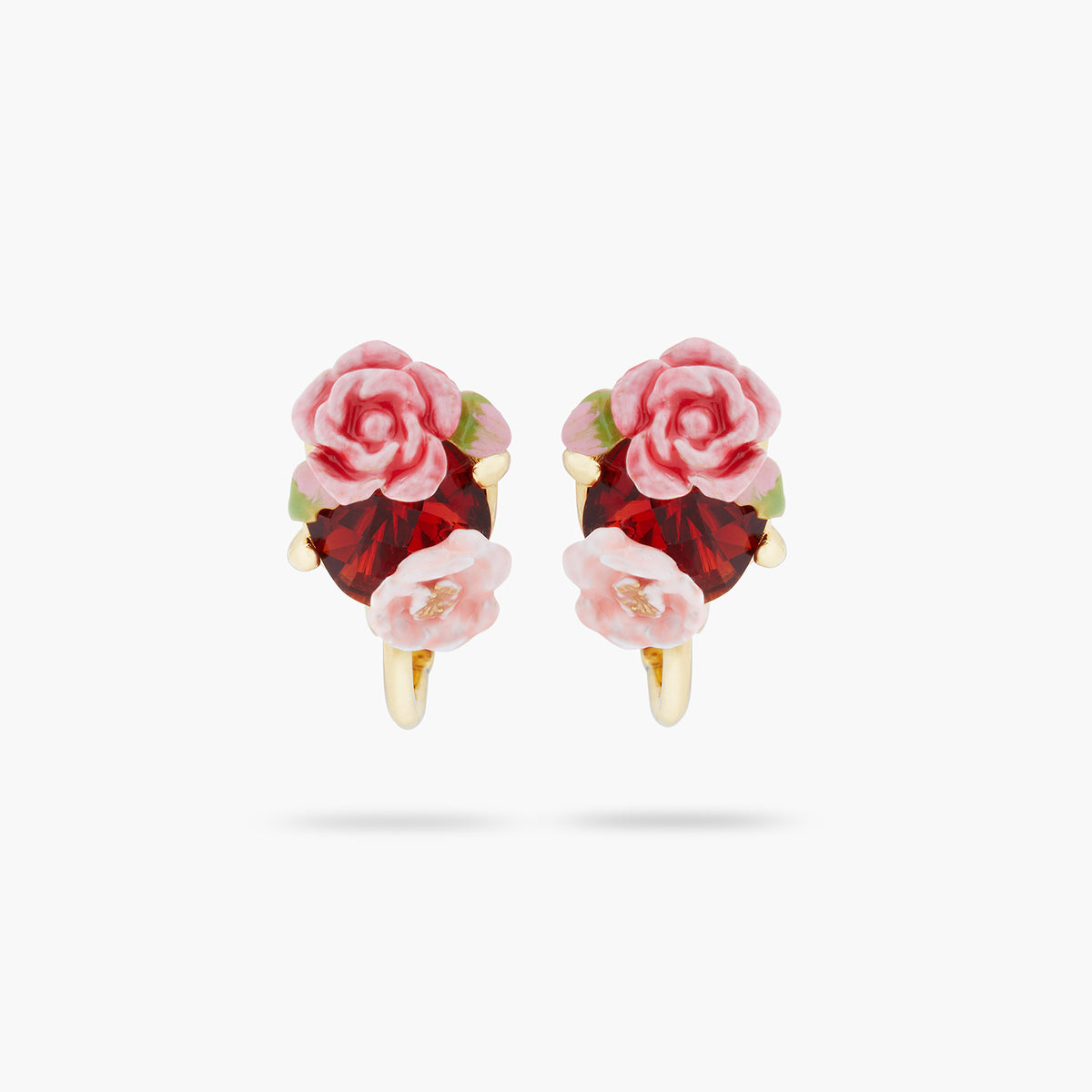 Wild Rose And Garnet Red Stone Earrings | ASRF1021