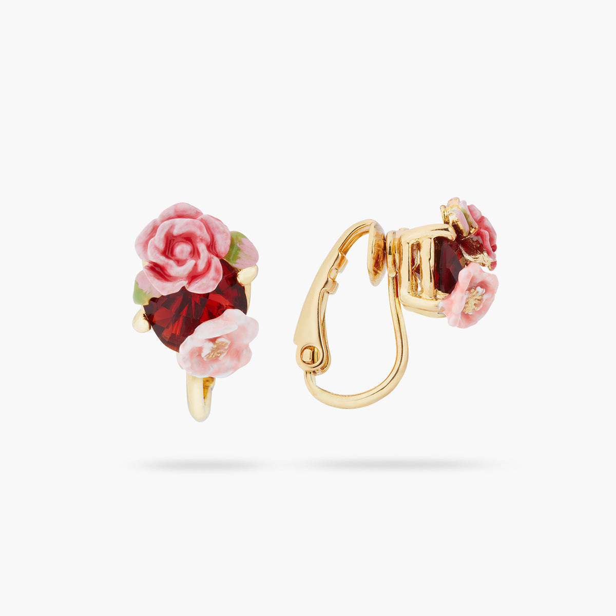 Wild Rose And Garnet Red Stone Earrings | ASRF1021