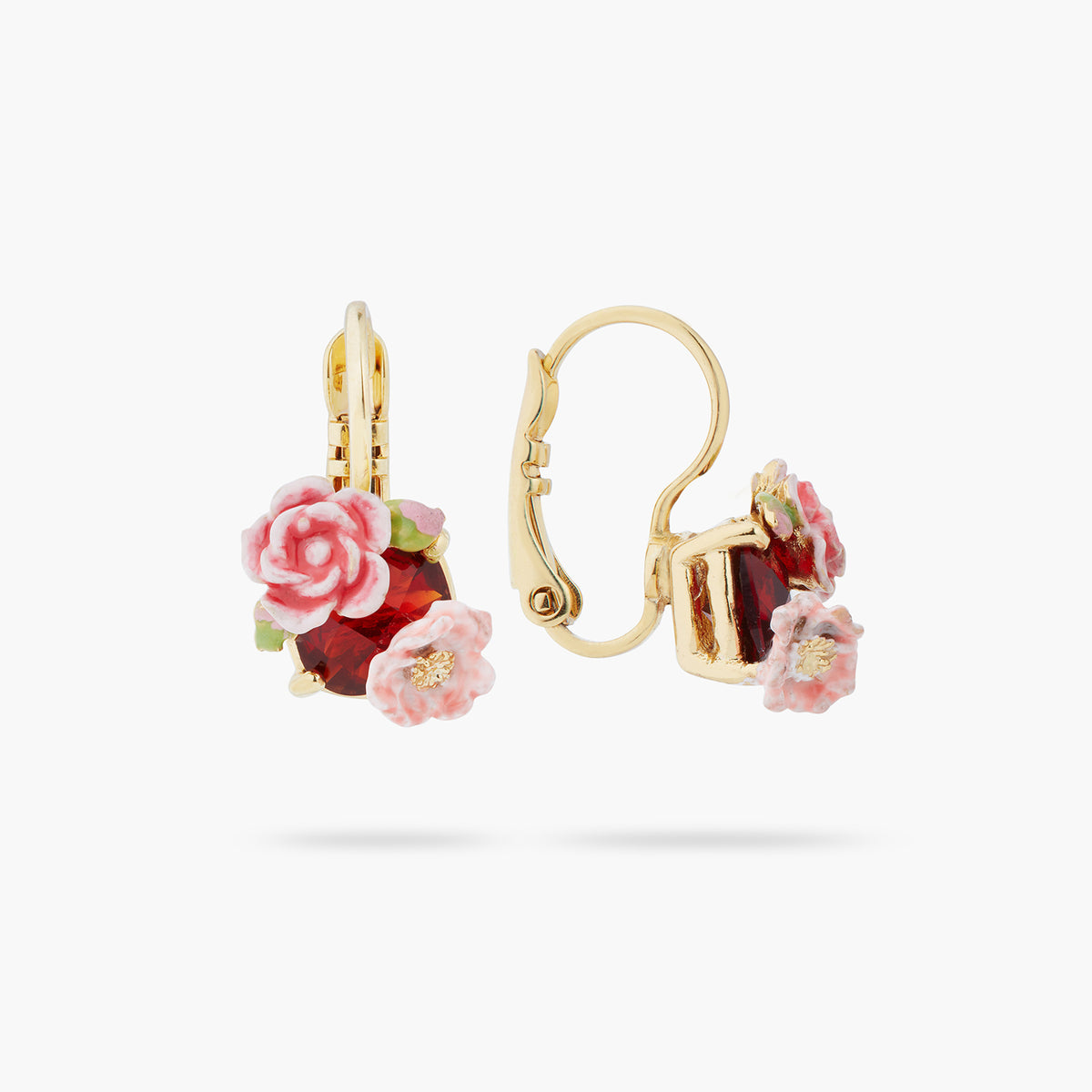 Wild Rose And Garnet Red Stone Earrings | ASRF1021